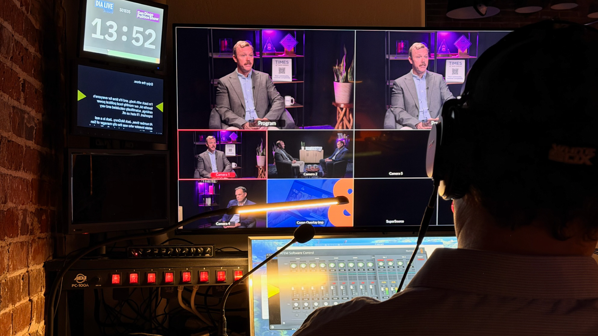 San Diego video production control room